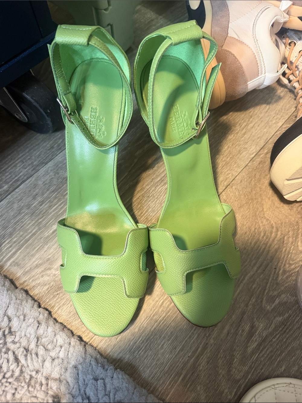 Green Ankle-Strap Sandals H Letter inspired